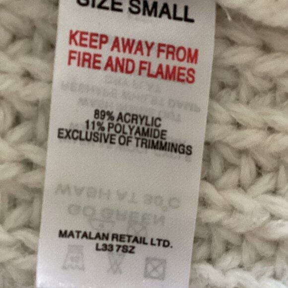 Falmer Heritage Women's White Cable Knit Long Sweater Size S Tassels Fisherman - Picture 7 of 7